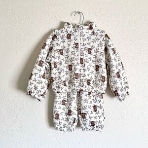 Bearpaw Toddler White & Brown Quilted Two Piece Jogger Set